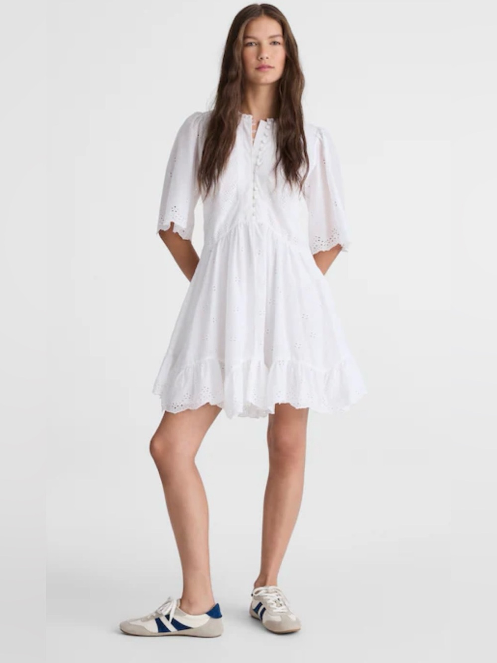 Madewell Eyelet Flutter Sleeve Mini Dress in Cotton - Picture 3 of 3